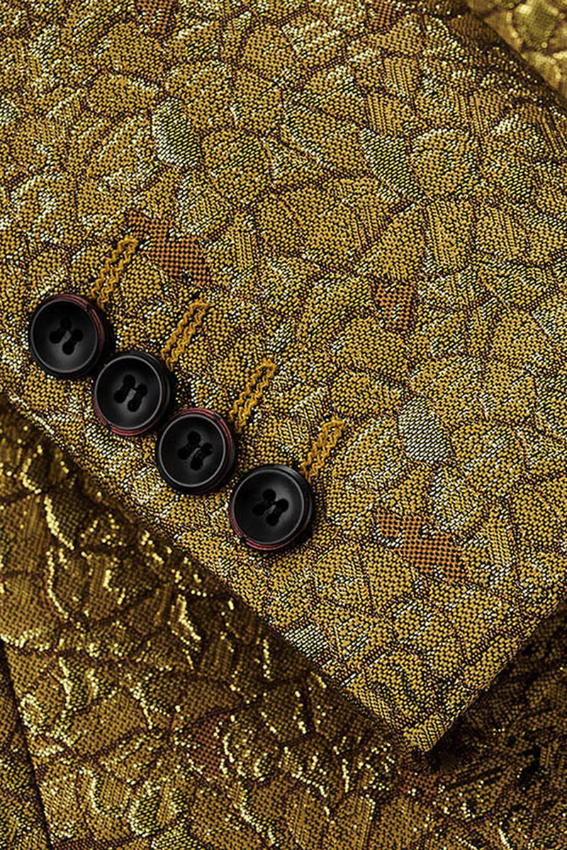 Laden Sie das Bild in den Galerie-Viewer, Glitzernder Goldener Ballblazer mit gekerbter Reverstextur