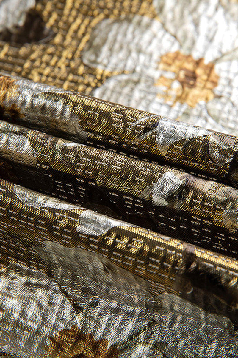 Laden Sie das Bild in den Galerie-Viewer, Goldener Bedruckter Geblümter Ballblazer mit einem Knopf