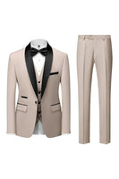 Laden Sie das Bild in den Galerie-Viewer, Herren Schwarze Schal Revers Einknopf Formelle Anzüge