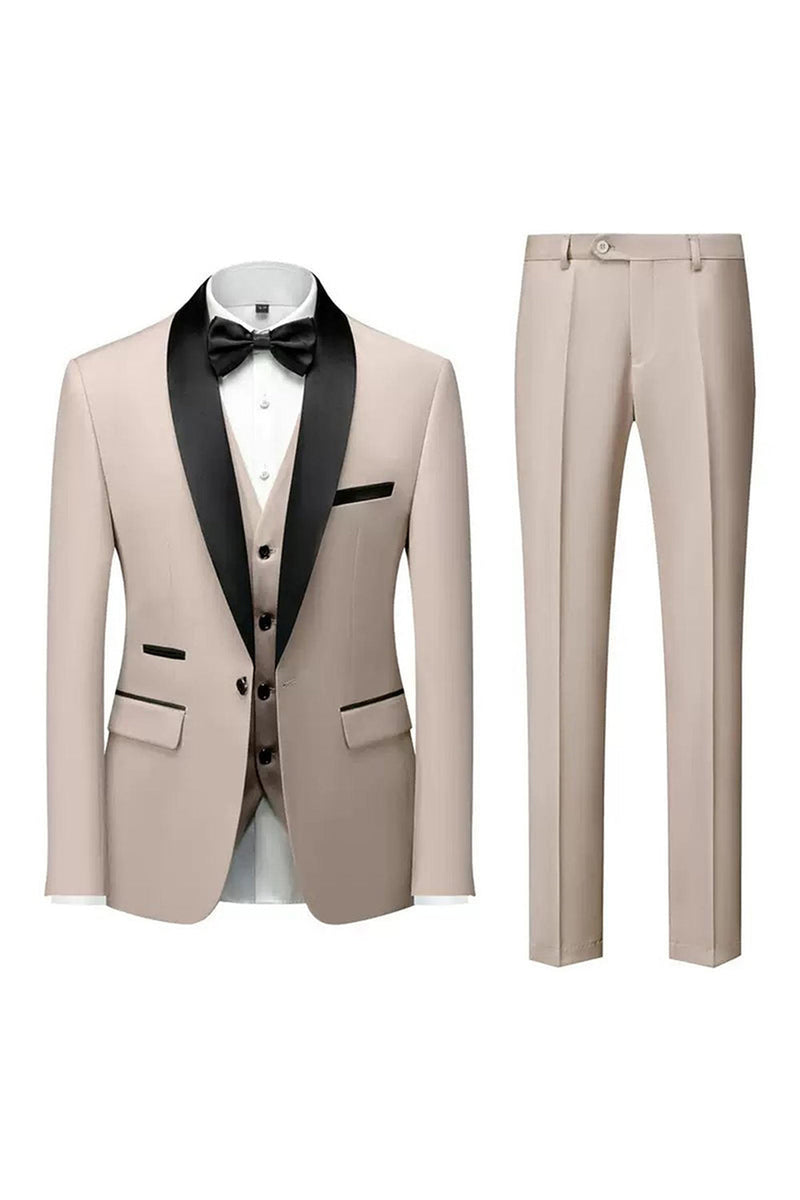 Laden Sie das Bild in den Galerie-Viewer, Herren Schwarze Schal Revers Einknopf Formelle Anzüge