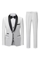 Laden Sie das Bild in den Galerie-Viewer, Herren Schwarze Schal Revers Einknopf Formelle Anzüge