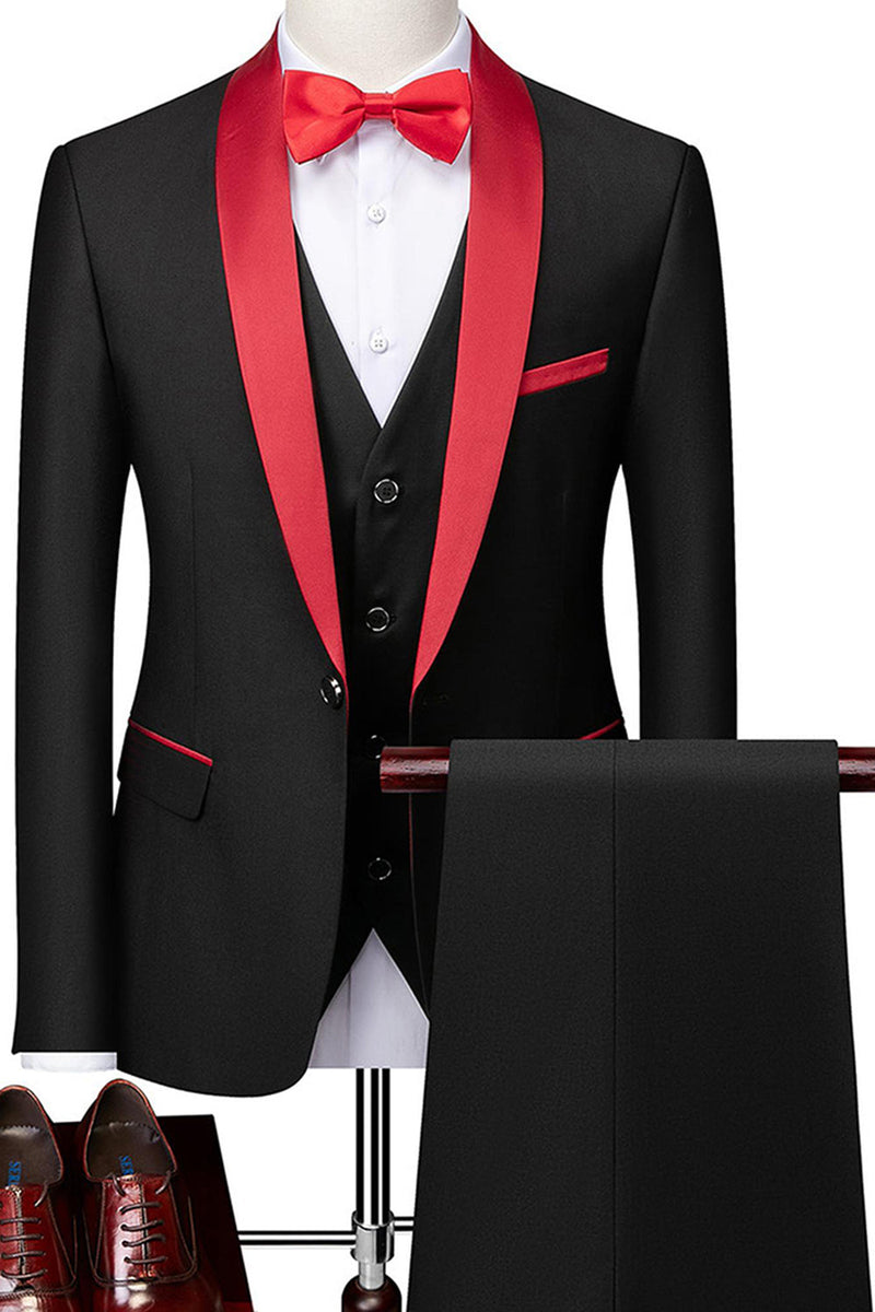 Laden Sie das Bild in den Galerie-Viewer, Grauer Schal Revers Einreihige Herrenanzüge