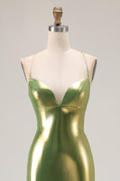 Laden Sie das Bild in den Galerie-Viewer, Gold Metallic Langes Meerjungfrauen Gestuftes Ballkleid mit Schnürung und Schlitz