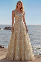 Laden Sie das Bild in den Galerie-Viewer, Rosa Korsett Pailletten A-Linie Blumen Langes Ballkleid mit Stickerei