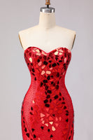 Laden Sie das Bild in den Galerie-Viewer, Königsblaues Meerjungfrauen-Trägerloses, seitlich besetztes Seitenschlitz langes Abschlussballkleid mit Spiegel