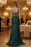 Laden Sie das Bild in den Galerie-Viewer, Glitzerndes Blush Meerjungfrauen Korsett Langes Ballkleid mit Pailletten