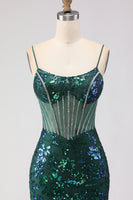 Laden Sie das Bild in den Galerie-Viewer, Glitzerndes Blush Meerjungfrauen Korsett Langes Ballkleid mit Pailletten