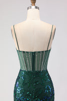 Laden Sie das Bild in den Galerie-Viewer, Glitzerndes Blush Meerjungfrauen Korsett Langes Ballkleid mit Pailletten