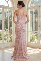 Laden Sie das Bild in den Galerie-Viewer, Blush Meerjungfrauen Herzausschnitt Korsett Pailletten Langes Ballkleid mit Perlenbestickung