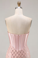 Laden Sie das Bild in den Galerie-Viewer, Blush Meerjungfrauen Herzausschnitt Korsett Pailletten Langes Ballkleid mit Perlenbestickung