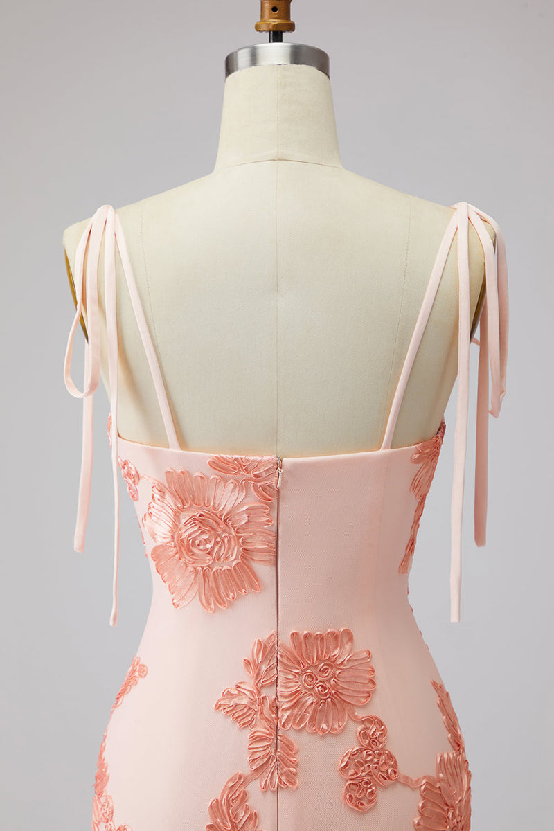 Laden Sie das Bild in den Galerie-Viewer, Hellblaues Spaghetti-Träger Meerjungfrauen-Maxikleid mit floraler Stickerei