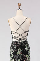 Laden Sie das Bild in den Galerie-Viewer, Gelbes Meerjungfrauen Korsett Geblümtes Schnürung Hinten Langes Ballkleid mit Pailletten