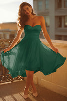 Laden Sie das Bild in den Galerie-Viewer, Weißes Trägerloses A Linie Mini Standesamtkleid