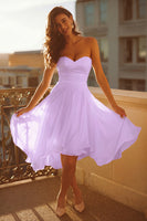 Laden Sie das Bild in den Galerie-Viewer, Weißes Trägerloses A Linie Mini Standesamtkleid