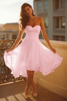 Laden Sie das Bild in den Galerie-Viewer, Weißes Trägerloses A Linie Mini Standesamtkleid