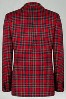 Laden Sie das Bild in den Galerie-Viewer, Rot Schwarz Karo mit gekerbtem Revers 2-teilige Herren-Ballanzüge