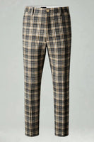 Laden Sie das Bild in den Galerie-Viewer, Braun Grau 2 Stück Herren Ballanzüge mit gekerbtem Revers Gitter mit Taschen