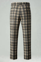 Laden Sie das Bild in den Galerie-Viewer, Braun Grau 2 Stück Herren Ballanzüge mit gekerbtem Revers Gitter mit Taschen