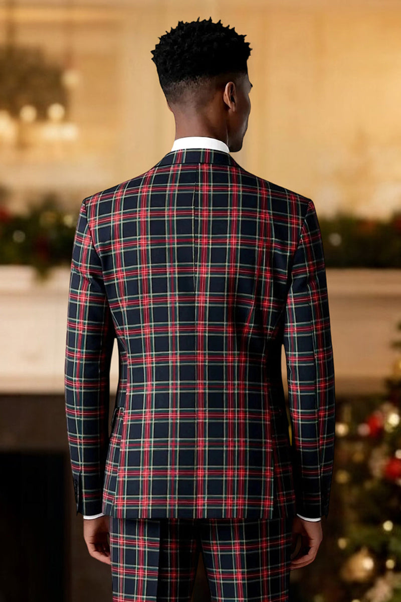 Laden Sie das Bild in den Galerie-Viewer, Braun Grau 2 Stück Herren Ballanzüge mit gekerbtem Revers Gitter mit Taschen