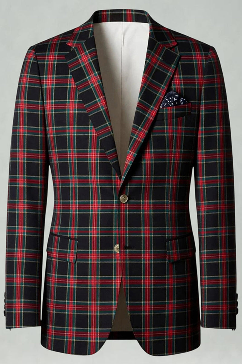 Laden Sie das Bild in den Galerie-Viewer, Braun Grau 2 Stück Herren Ballanzüge mit gekerbtem Revers Gitter mit Taschen