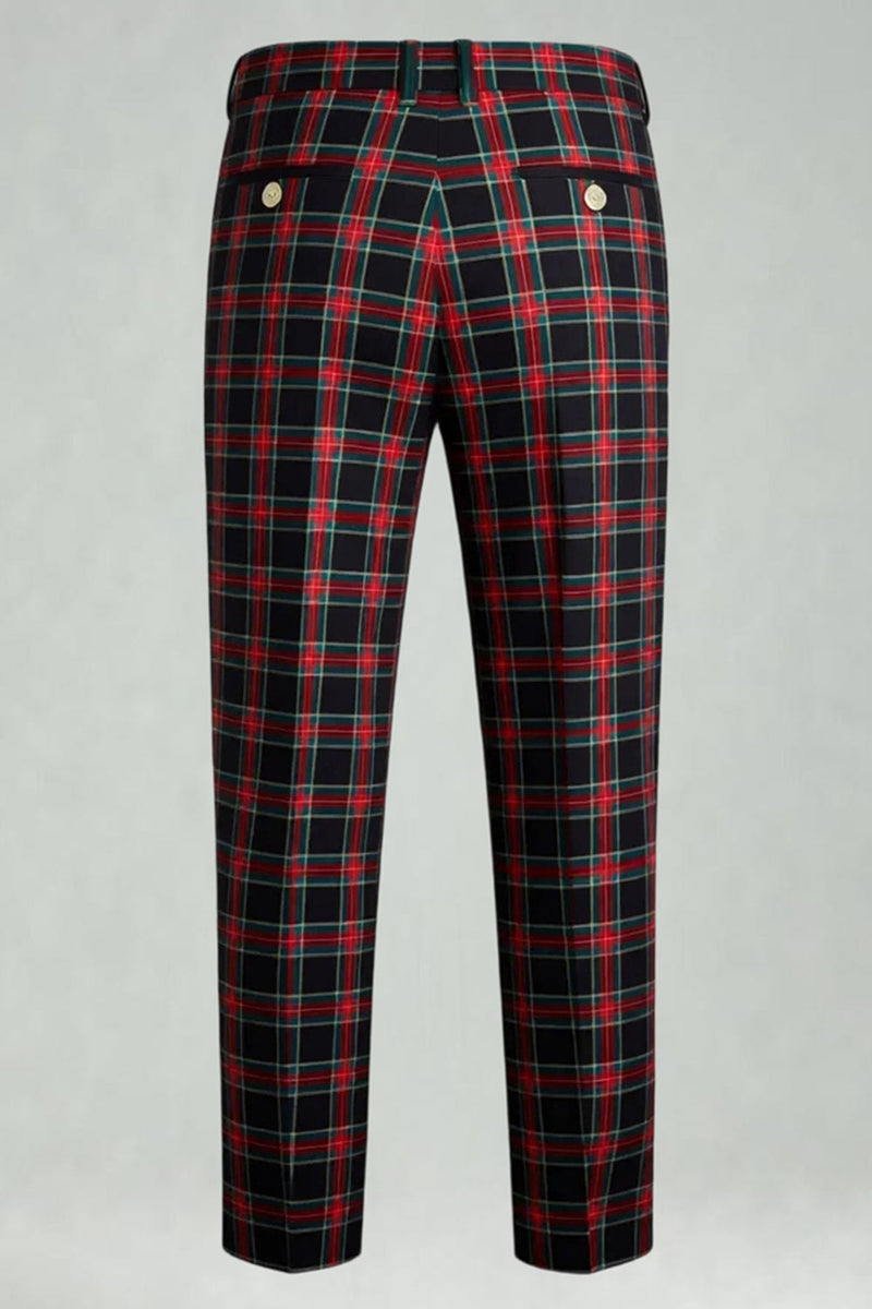 Laden Sie das Bild in den Galerie-Viewer, Braun Grau 2 Stück Herren Ballanzüge mit gekerbtem Revers Gitter mit Taschen