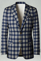 Laden Sie das Bild in den Galerie-Viewer, Braun Grau 2 Stück Herren Ballanzüge mit gekerbtem Revers Gitter mit Taschen