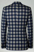 Laden Sie das Bild in den Galerie-Viewer, Braun Grau 2 Stück Herren Ballanzüge mit gekerbtem Revers Gitter mit Taschen