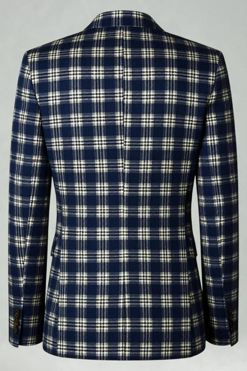 Laden Sie das Bild in den Galerie-Viewer, Braun Grau 2 Stück Herren Ballanzüge mit gekerbtem Revers Gitter mit Taschen