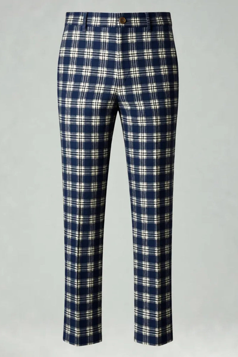 Laden Sie das Bild in den Galerie-Viewer, Braun Grau 2 Stück Herren Ballanzüge mit gekerbtem Revers Gitter mit Taschen