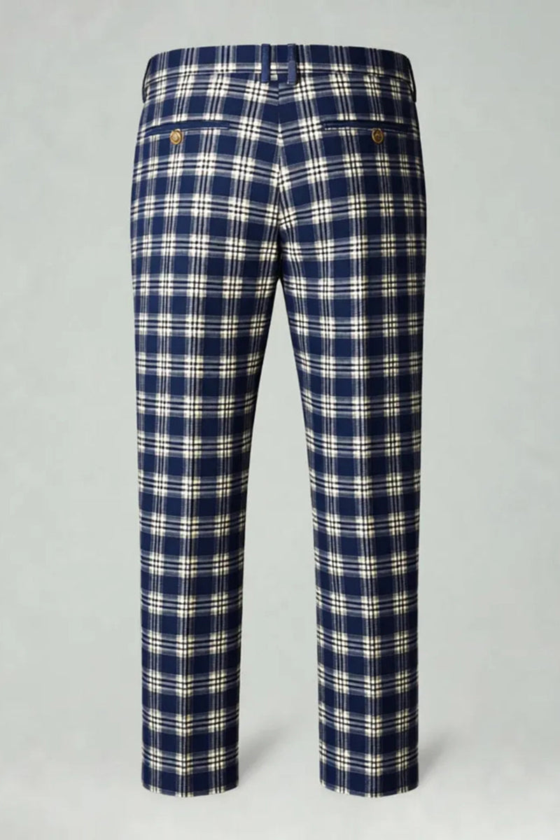 Laden Sie das Bild in den Galerie-Viewer, Braun Grau 2 Stück Herren Ballanzüge mit gekerbtem Revers Gitter mit Taschen