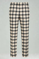 Laden Sie das Bild in den Galerie-Viewer, Schwarz Gelb Gitter mit gekerbtem Revers 2-teilige Herren-Ballanzüge