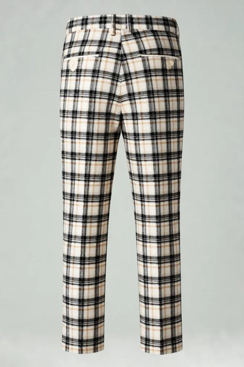 Laden Sie das Bild in den Galerie-Viewer, Schwarz Gelb Gitter mit gekerbtem Revers 2-teilige Herren-Ballanzüge