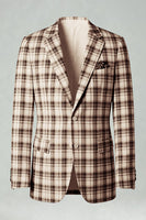 Laden Sie das Bild in den Galerie-Viewer, Schwarz Gelb Gitter mit gekerbtem Revers 2-teilige Herren-Ballanzüge