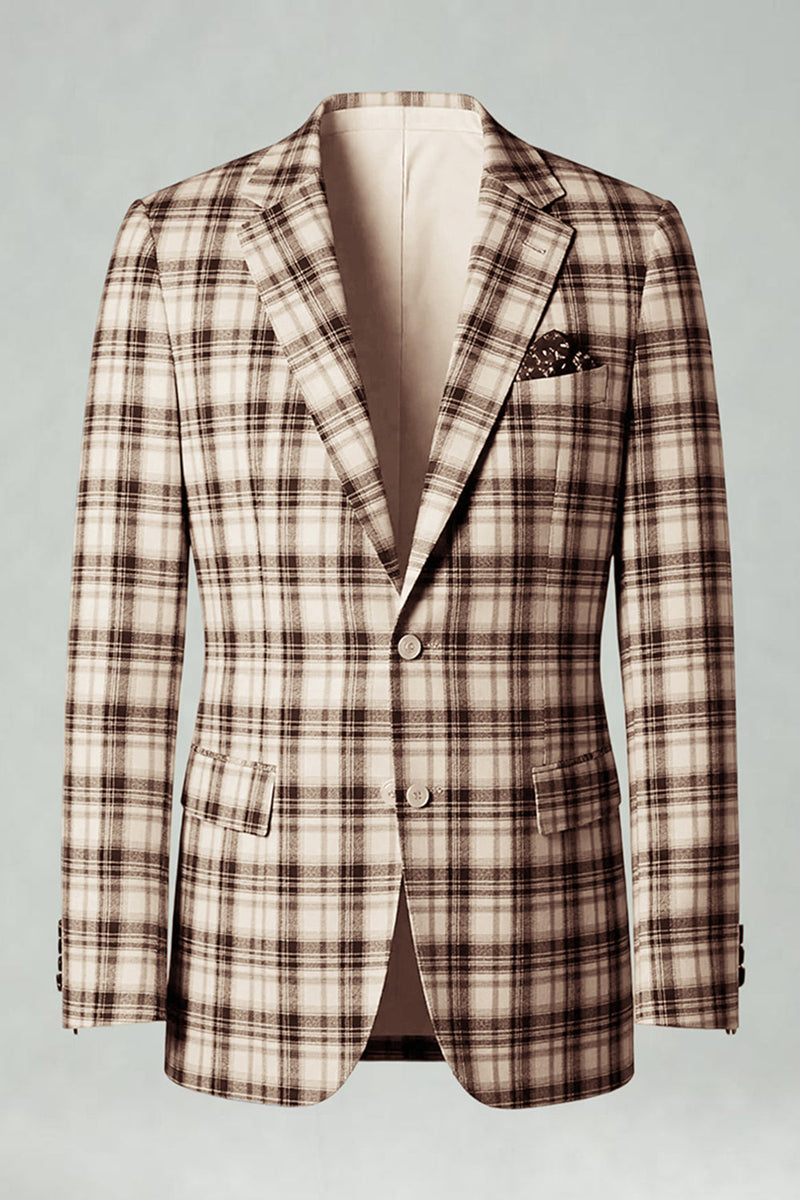 Laden Sie das Bild in den Galerie-Viewer, Schwarz Gelb Gitter mit gekerbtem Revers 2-teilige Herren-Ballanzüge