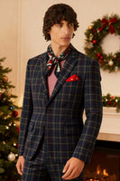 Laden Sie das Bild in den Galerie-Viewer, Schwarz Gelb Gitter mit gekerbtem Revers 2-teilige Herren-Ballanzüge