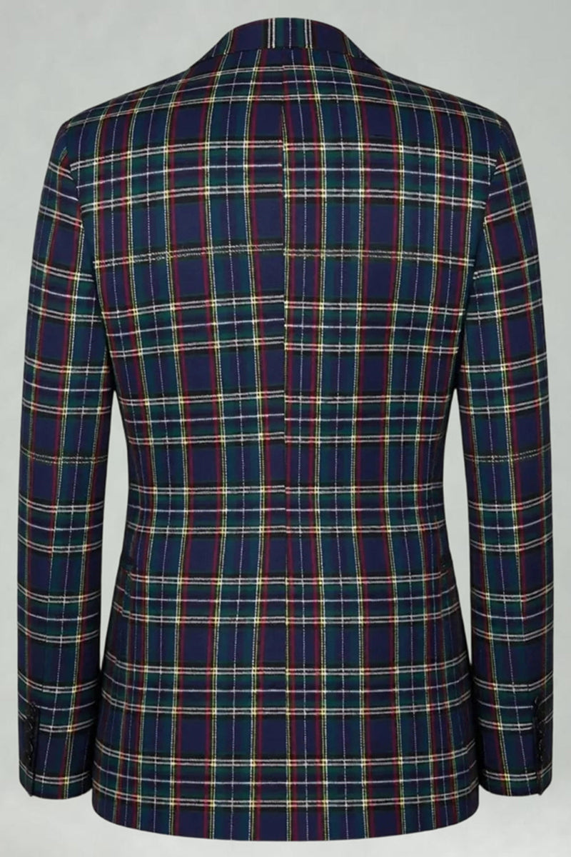 Laden Sie das Bild in den Galerie-Viewer, Schwarz Gelb Gitter mit gekerbtem Revers 2-teilige Herren-Ballanzüge