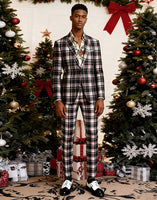 Laden Sie das Bild in den Galerie-Viewer, Schwarz Gelb Gitter mit gekerbtem Revers 2-teilige Herren-Ballanzüge