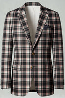 Laden Sie das Bild in den Galerie-Viewer, Blau-Grün Gitter mit gekerbtem Revers 2-teilige Herren-Ballanzüge