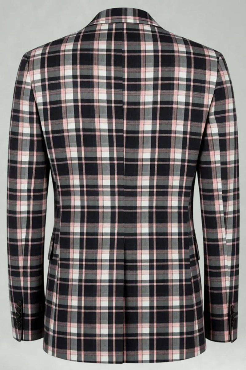 Laden Sie das Bild in den Galerie-Viewer, Schwarz Gelb Gitter mit gekerbtem Revers 2-teilige Herren-Ballanzüge