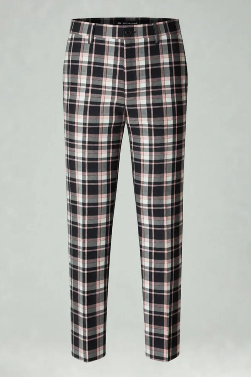 Laden Sie das Bild in den Galerie-Viewer, Schwarz Gelb Gitter mit gekerbtem Revers 2-teilige Herren-Ballanzüge