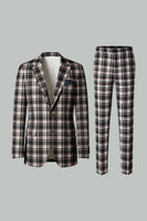 Laden Sie das Bild in den Galerie-Viewer, Schwarz Gelb Gitter mit gekerbtem Revers 2-teilige Herren-Ballanzüge