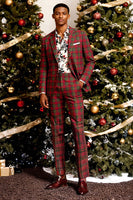 Laden Sie das Bild in den Galerie-Viewer, Schwarz Gelb Gitter mit gekerbtem Revers 2-teilige Herren-Ballanzüge