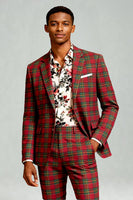 Laden Sie das Bild in den Galerie-Viewer, Schwarz Gelb Gitter mit gekerbtem Revers 2-teilige Herren-Ballanzüge