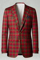 Laden Sie das Bild in den Galerie-Viewer, Schwarz Gelb Gitter mit gekerbtem Revers 2-teilige Herren-Ballanzüge