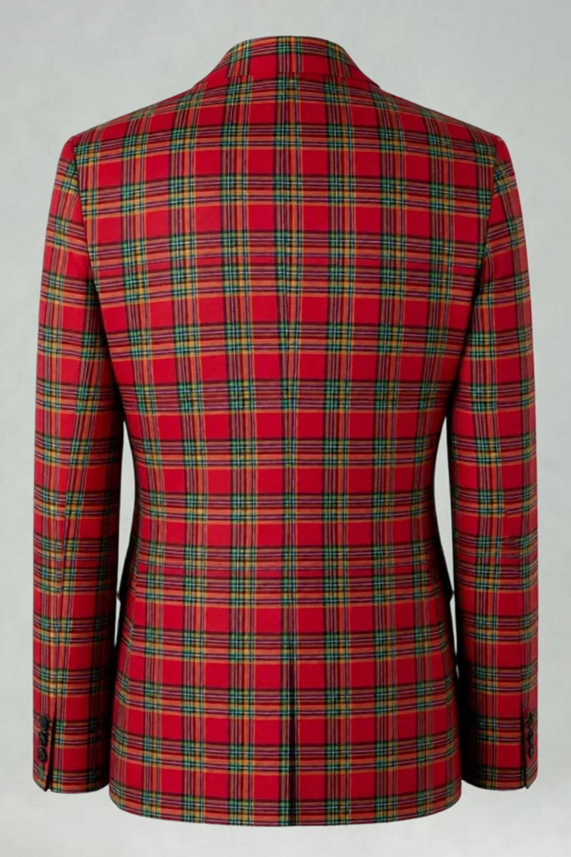 Laden Sie das Bild in den Galerie-Viewer, Schwarz Gelb Gitter mit gekerbtem Revers 2-teilige Herren-Ballanzüge