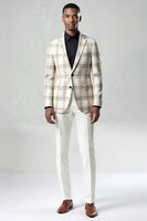 Laden Sie das Bild in den Galerie-Viewer, Blau-Grün Gitter mit gekerbtem Revers 2-teilige Herren-Ballanzüge