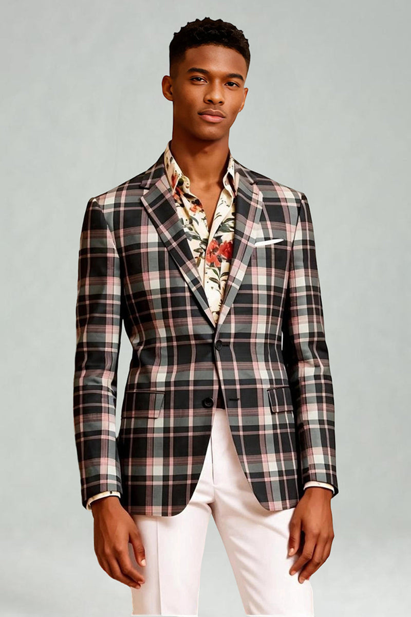 Laden Sie das Bild in den Galerie-Viewer, Blau-Grün Gitter mit gekerbtem Revers 2-teilige Herren-Ballanzüge