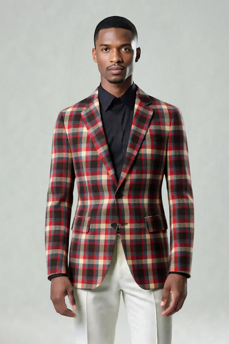 Laden Sie das Bild in den Galerie-Viewer, Blau-Grün Gitter mit gekerbtem Revers 2-teilige Herren-Ballanzüge