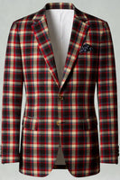 Laden Sie das Bild in den Galerie-Viewer, Blau-Grün Gitter mit gekerbtem Revers 2-teilige Herren-Ballanzüge