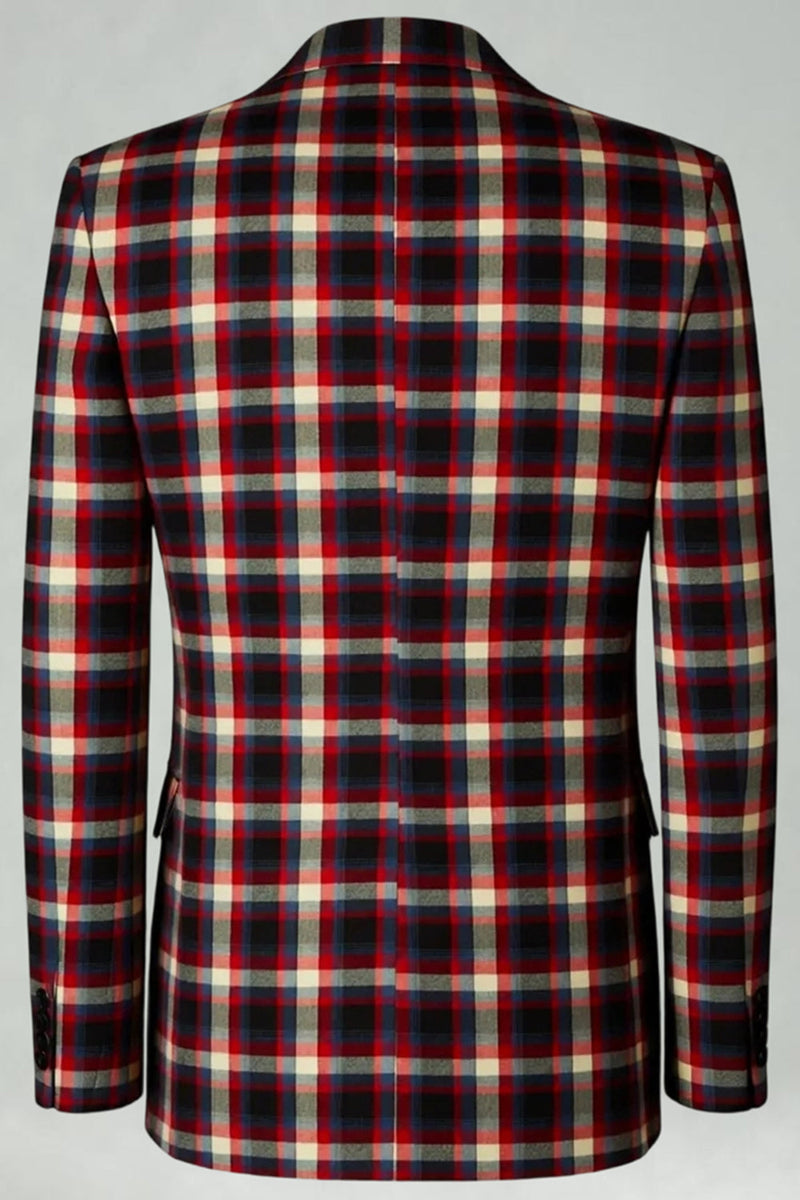 Laden Sie das Bild in den Galerie-Viewer, Blau-Grün Gitter mit gekerbtem Revers 2-teilige Herren-Ballanzüge